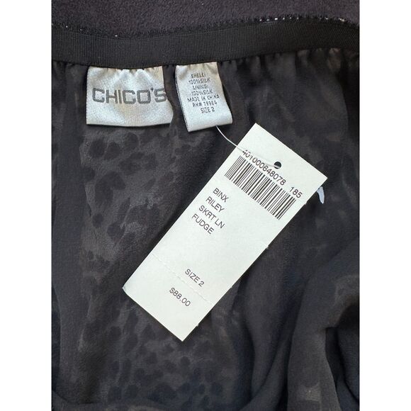 NWT Chicos Cheetah Leopard Animal Print Silk Midi Handkerchief Skirt size 2 - Picture 3 of 4